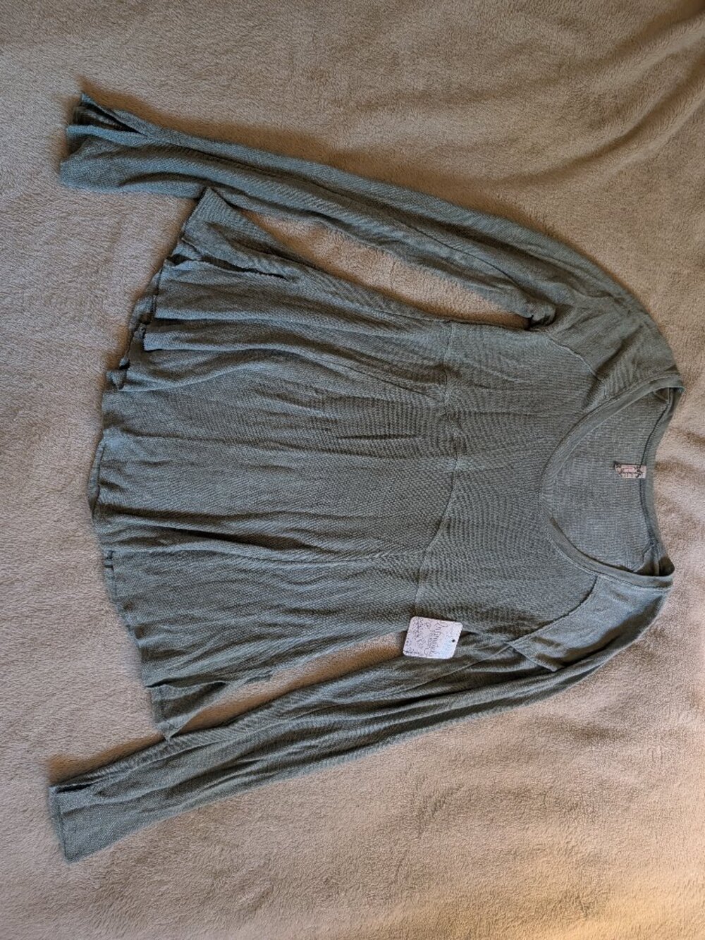 FREE PEOPLE TOP New Women's S Small Mint Long Sleeve A Line Scoop Neck Flare